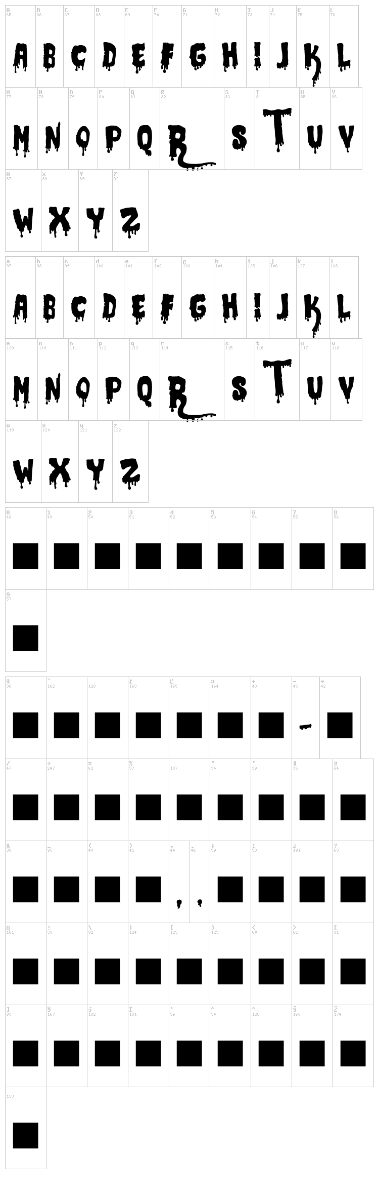 JMH Crypt font map